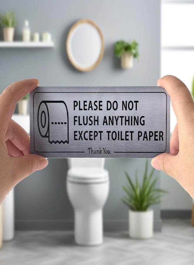 Fun-Plus 2 PACK Do Not Flush Anything Except Toilet Paper Bathroom Sign for Business Wall Set, Airbnb Essentials for Hosts, Guest Restroom Must Haves, Self-Adhesive Door Labels - Image 2